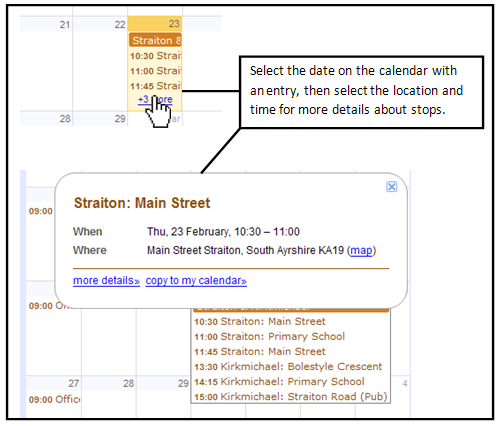 South Ayrshire Mobile Library Calendar - instructions